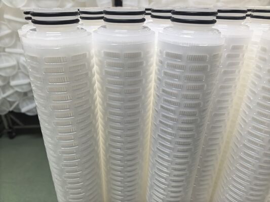 ตลับกรองจีบ PTFE ขนาด 40 นิ้วพร้อมเมมเบรน PTFE สำหรับการกรองสารเคมีที่มีอัตราการไหลสูงและการกรองของเหลวที่มีความบริสุทธิ์สูง
