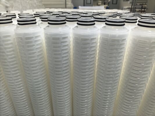 ตลับกรองจีบ PTFE ขนาด 40 นิ้วพร้อมเมมเบรน PTFE สำหรับการกรองสารเคมีที่มีอัตราการไหลสูงและการกรองของเหลวที่มีความบริสุทธิ์สูง
