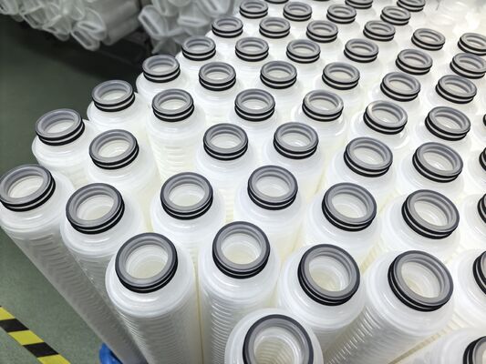 ตลับกรองจีบ PTFE ขนาด 40 นิ้วพร้อมเมมเบรน PTFE สำหรับการกรองสารเคมีที่มีอัตราการไหลสูงและการกรองของเหลวที่มีความบริสุทธิ์สูง